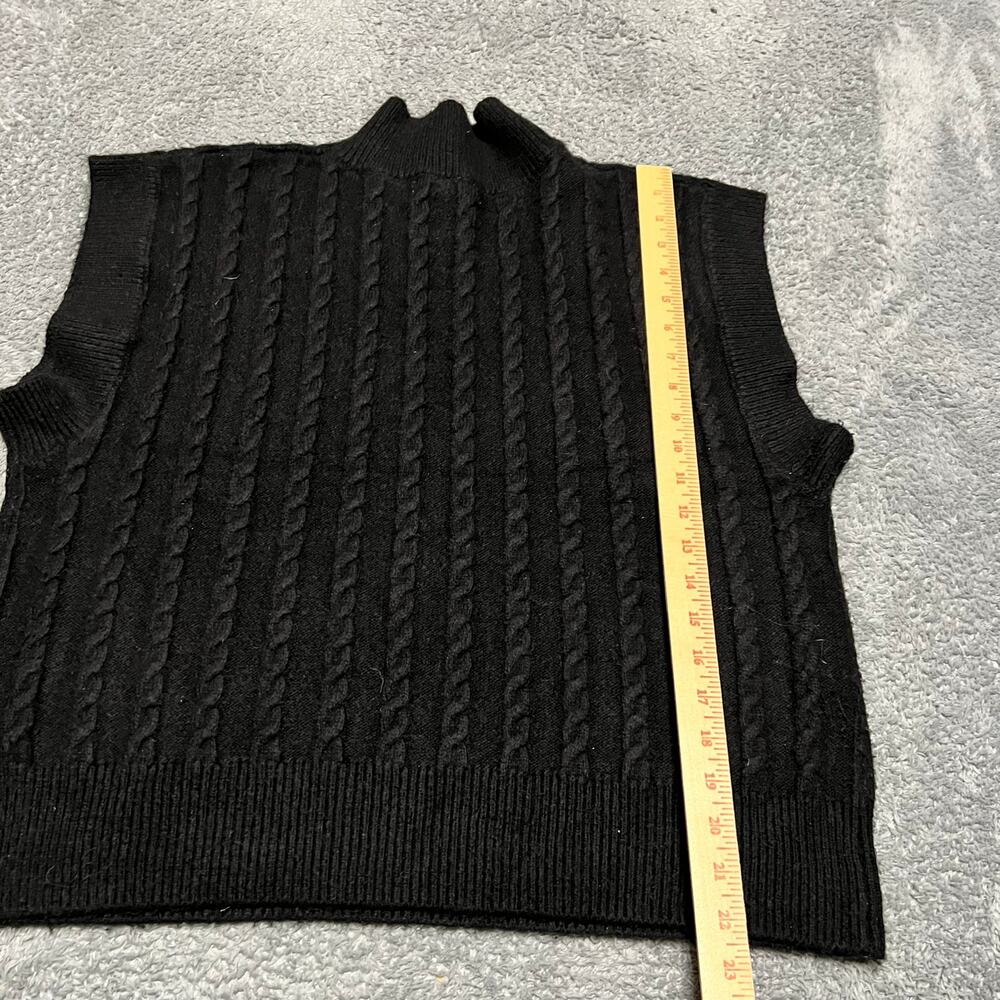 Cupcakes and Cashmere Sweater Vest Womens Large Black Knit Moc Neck Preppy - Picture 5 of 7
